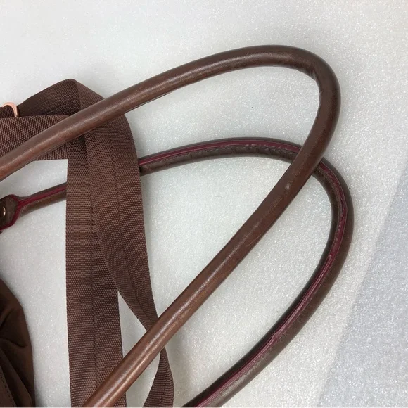 MZ WALLACE Kate Bag Large Brown and Rose Gold Shoulder Crossbody Nylon & Leather